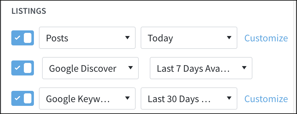 Adjust Overview listings to display data from GSC.